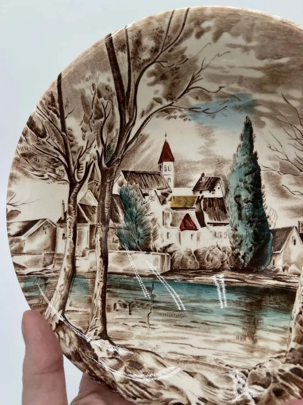 Johnson Brothers Dream Town Serving Bowl 8.25” England Transferware Vintage